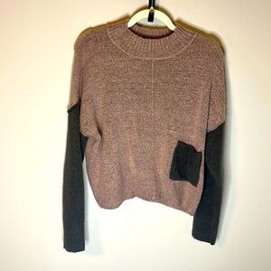 Blush & Bloom Pink and Gray High Necked Sweater with Left Front Pocket Large